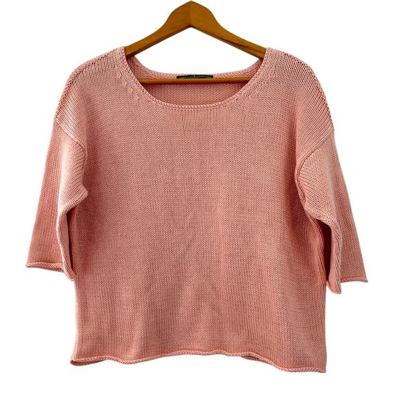 Peruvian Connection Women Sweater Size Large Pink 100% Pima Cotton Knit Pullover - Picture 1 of 7